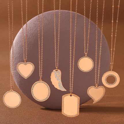 Lettering Private Exclusive Stainless Steel Necklace Vacuum Electroplated Rose Gold High Grade Titanium Steel Embellished