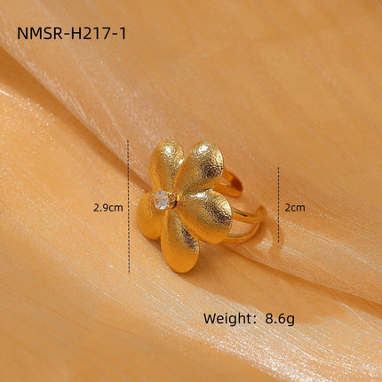 Arrival Inlaid Zircon Floral Titanium Steel Earrings Women Personality Design Stainless Steel Rings Ear Studs Women