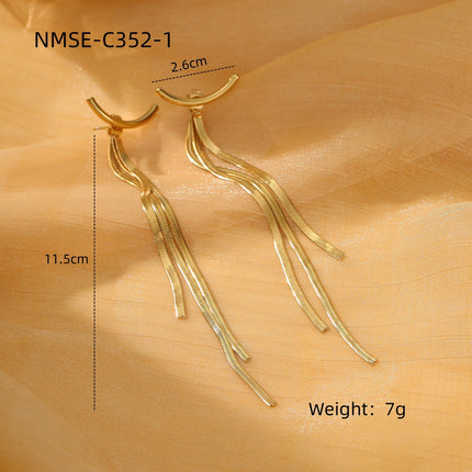Tassel Pearl Titanium Steel Earrings Women Light Luxury High Grade Diamond Embedded Non Fading Stainless Steel Eardrop