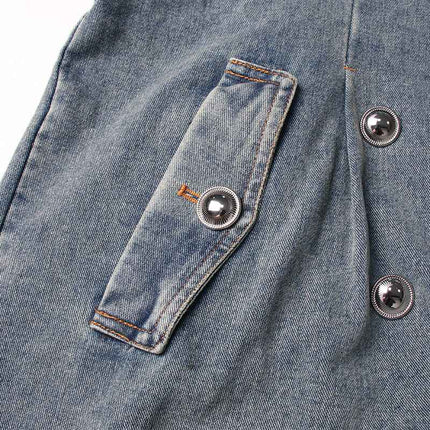 Denim Trench Coat Polo Collar Jacket