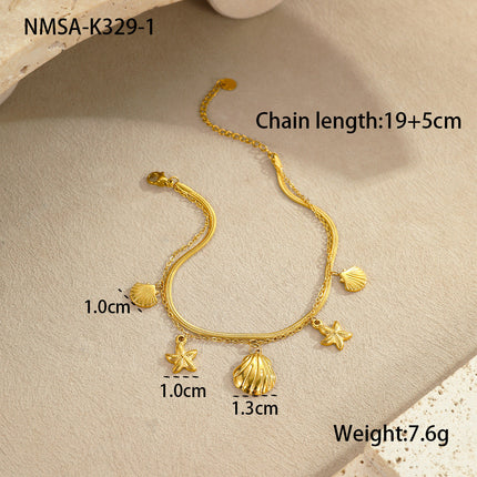 Summer Ocean Stainless Steel Anklets Starfish Shell Love Niche Exquisite Foot Ornaments