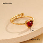 One Size / NMSR-G359-2 Red Love Heart-Shaped Ring