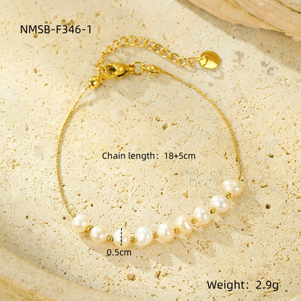 All Match Pearl Adjustable 18K Gold Titanium Steel Bracelets Simple Elegant Stainless Steel Bracelet Bracelet Accessories