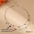 One Size / NMSN-G321-4 Steel Color Zirconium Necklace