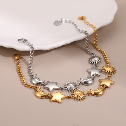Sun Moon Stainless Steel Bracelet Light Luxury High-Grade Jewelry Non Fading Titanium Steel Ornament Women