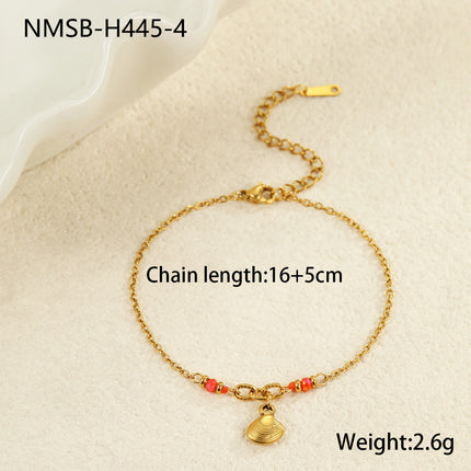 Summer Ocean Coconut Shell Embellished Stainless Steel Bracelet Titanium Steel Plated 18K Gold Stacked Bracelet