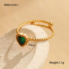 One Size / NMSR-G358-1 Green Heart Ring
