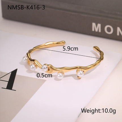 Best Seller Design Stainless Steel Bracelet Opening Bracelet All Match Pearl Titanium Steel Ornament