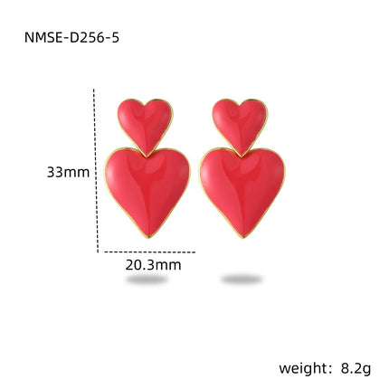 Stainless Steel Dripping Love Heart Earrings Vacuum Gold Plated Earrings Accessories