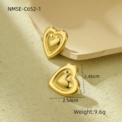 Glossy Hollow Out Cutout Stainless Steel Earrings Ball Love Embellished Retro High Sense Titanium Steel Earrings