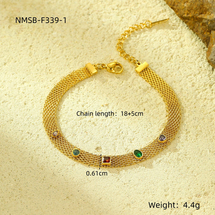 Personalized All Match Classic Blade Chain Irregular Asymmetric Zircon Titanium Steel Simple Necklace Bracelet