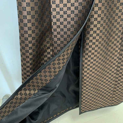 Women's Jacquard Jacket Maze Pattern Long Trench
