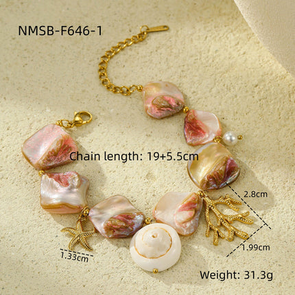 Ocean Series Beach Vacation Necklace Bracelet Earrings Shell Starfish Stainless Steel Summer Ornament