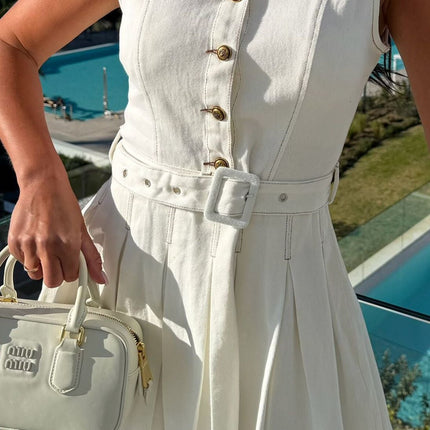 Sleeveless Denim Summer Casual Stylish Button Dress