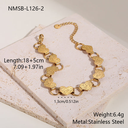 Personalized High Grade Hollowed Heart Shape Stainless Steel Necklace 18K Gold Plating Exaggerated Bracelet Hand Jewelry