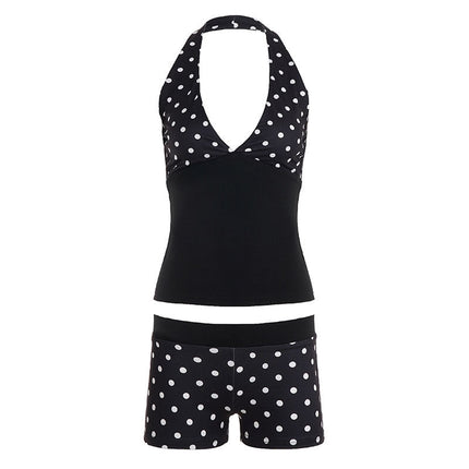 Sexy Polka Dot Halter Spaghetti Straps Short Street Waist Tight Slimming Two Piece Sets