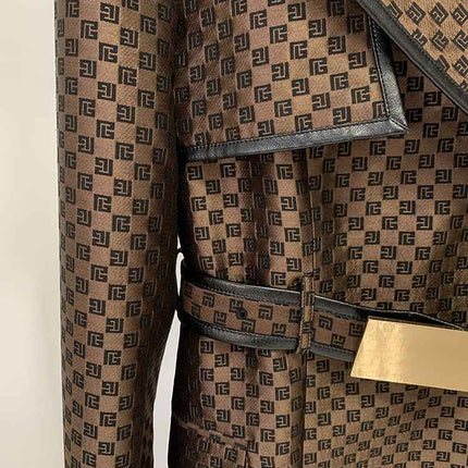 Women's Jacquard Jacket Maze Pattern Long Trench