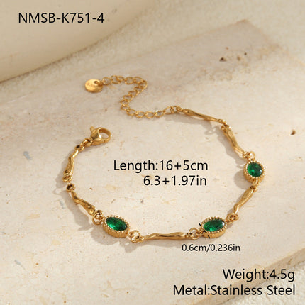 Inlaid Color Zircon Stainless Steel Bracelet Non Fading Light Luxury High Grade Sense Ornament