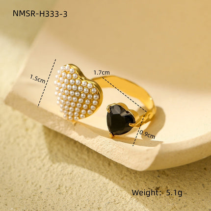 French Entry Lux Open Adjustable High Sense Titanium Steel Ring Double Layer Rhinestone Zircon Stainless Steel Ring for Women