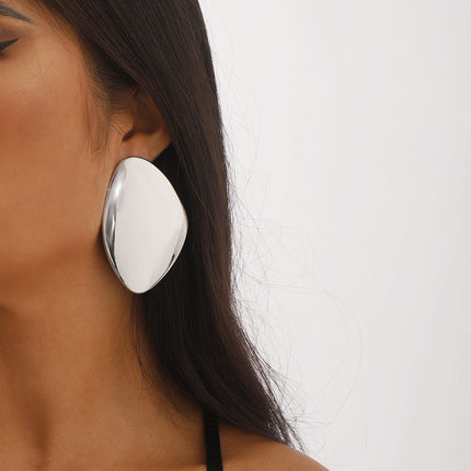 High Profile Retro Elegant Metal Geometry Stud Earrings Simple Personality Metal Alloy Earrings Women