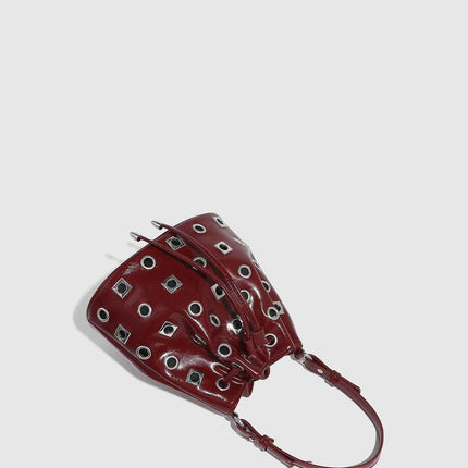 Trendy Rivet Cutout Messenger HandBag Purse