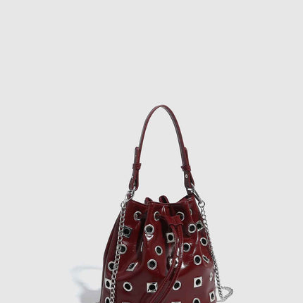 Trendy Rivet Cutout Messenger HandBag Purse
