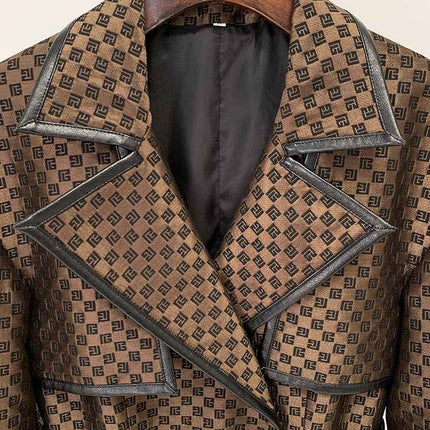 Women's Jacquard Jacket Maze Pattern Long Trench
