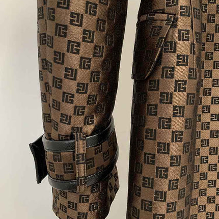 Women's Jacquard Jacket Maze Pattern Long Trench
