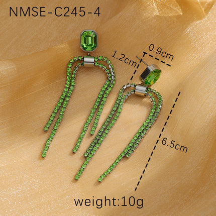 Tassel Pearl Titanium Steel Earrings Women Light Luxury High Grade Diamond Embedded Non Fading Stainless Steel Eardrop