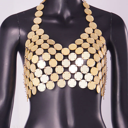 Summer Jewelry Punk Sexy Hand Stitching Acrylic Camisole