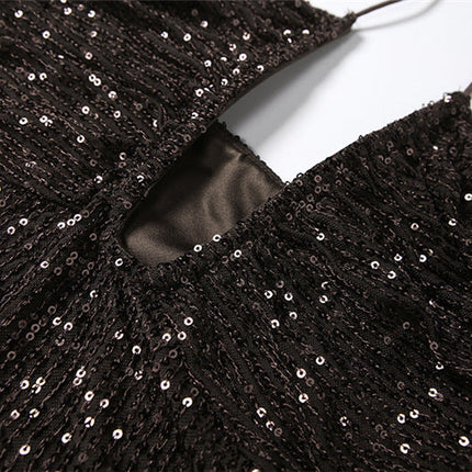 Elegant Halter Sequ Slim Dress