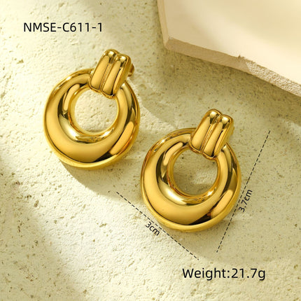 Glossy Hollow Out Cutout Stainless Steel Earrings Ball Love Embellished Retro High Sense Titanium Steel Earrings