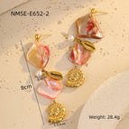 One Size / NMSE-E652-2 Pink Conch Earrings