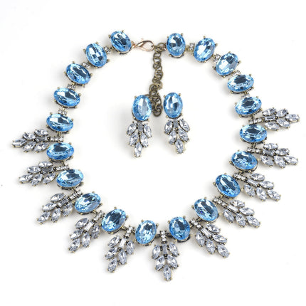 Accessories Handmade Exaggerated Colorful Crystal Necklace Earrings Suite