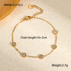 One Size / NMSB-G3110-3 Gold White Zirconium Bracelet