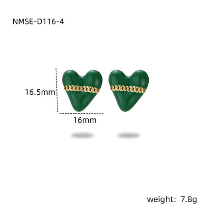 Colorful Oil Necklace Love Stainless Steel Studs Personalized Minority Design Light Luxury Titanium Steel Earrings