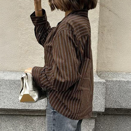 Women Clothing Autumn Casual Vacation Plaid Long Sleeve Coat Shirt