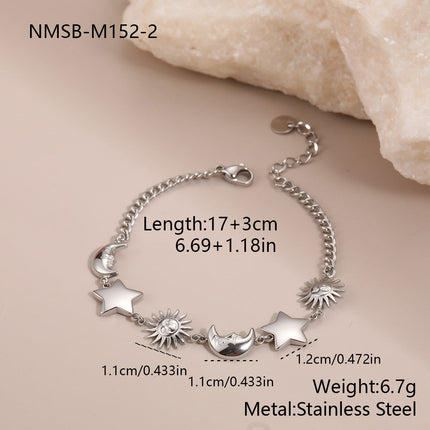 Sun Moon Stainless Steel Bracelet Light Luxury High-Grade Jewelry Non Fading Titanium Steel Ornament Women
