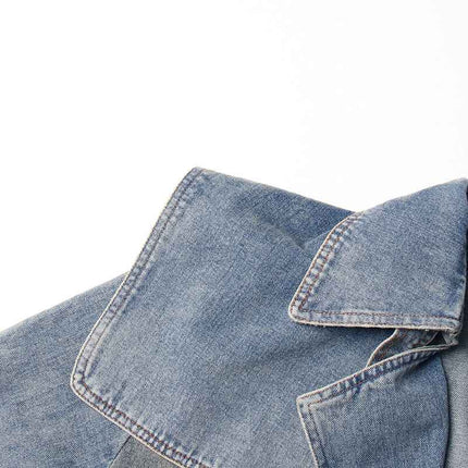 Denim Trench Coat Polo Collar Jacket