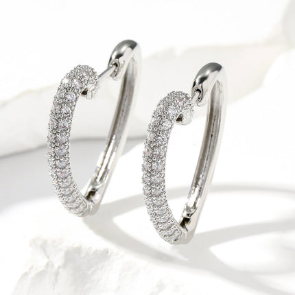 Golden Love Ear Clip Design Ear Studs Multicolor Zircon Elegant Graceful Earrings