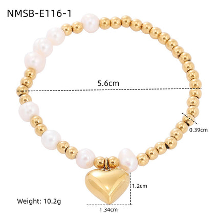 Pearl Heart Titanium Steel Bracelet Women Affordable Luxury All Match Beaded Stainless Steel Bracelet
