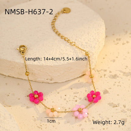 Bracelet Niche Colorful Floral Beaded Bracelet Ladies Ornament Light Luxury Ornament