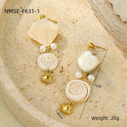 One Size / NMSE-F631-1 White Shell Earrings
