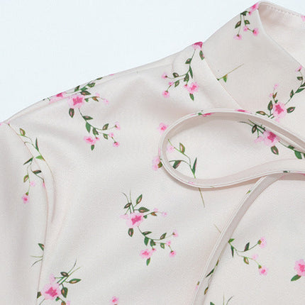 Elegant Long Sleeve Floral Mid Length Skirt Set