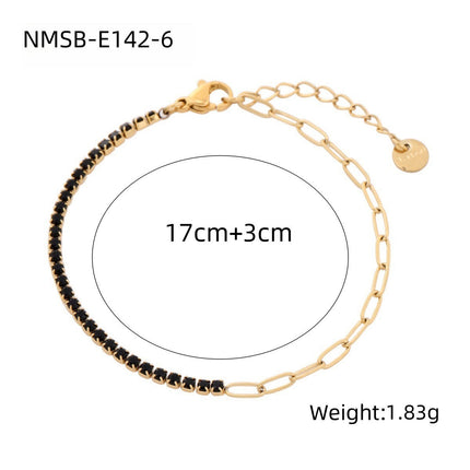 Arrival Rainbow Color Fine Diamond Titanium Steel Bracelets Women Exquisite Small Qiaoyi Row Full Diamond Stainless Steel Jewelry
