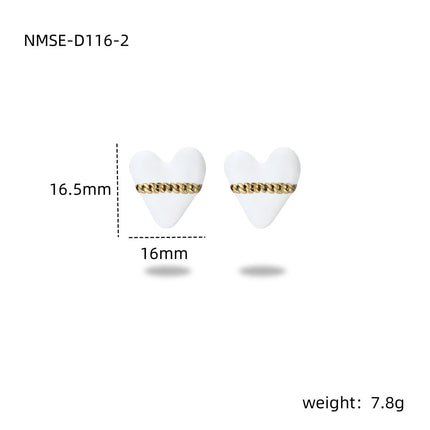 Colorful Oil Necklace Love Stainless Steel Studs Personalized Minority Design Light Luxury Titanium Steel Earrings