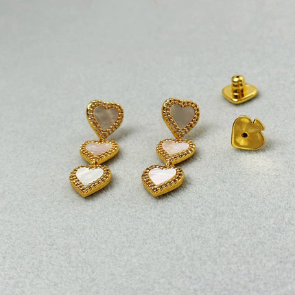 Romantic Aura Series Three-Dimensional Long Love Heart Fringed Zircon Stud Earrings Elegant High Grade Earrings Women