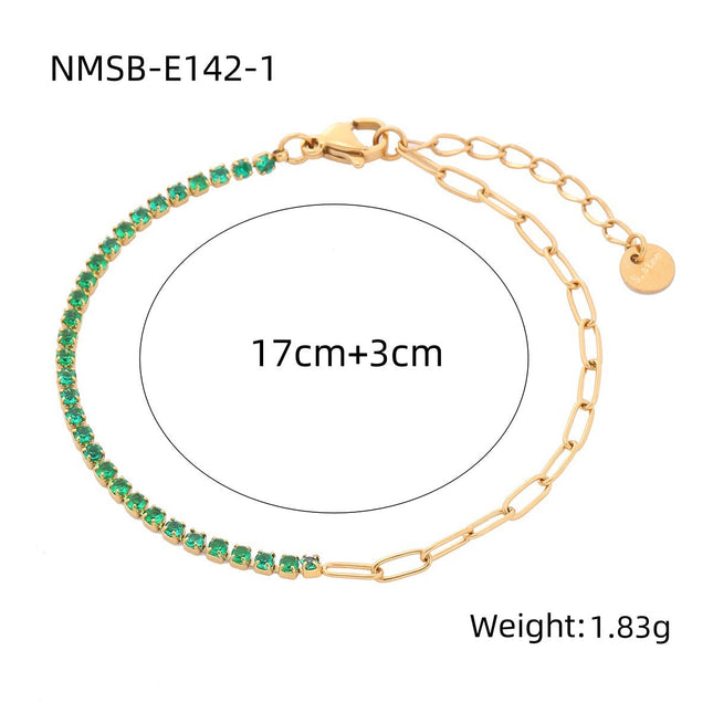 Arrival Rainbow Color Fine Diamond Titanium Steel Bracelets Women Exquisite Small Qiaoyi Row Full Diamond Stainless Steel Jewelry