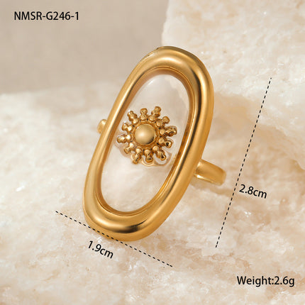 Fashionable Trendy Cool Design Stainless Steel Ring 18K Gold Simple Advanced French Finger Ring Jewelry
