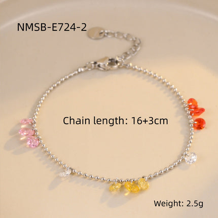 Simple Colorful Crystal Zircon Bracelet Light Luxury High Grade Stainless Steel Non Fading Titanium Steel Bracelet